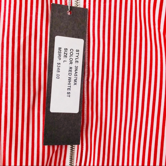 NWOT greysn Red And White Ruffles Striped Shirt - Picture 5 of 5